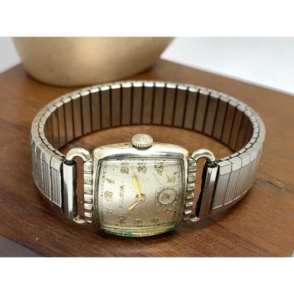 Bulova Men's Watch Vintage 1951 Swiss Hand Wind Silver Dial Gold Expansion Band - Picture 9 of 13